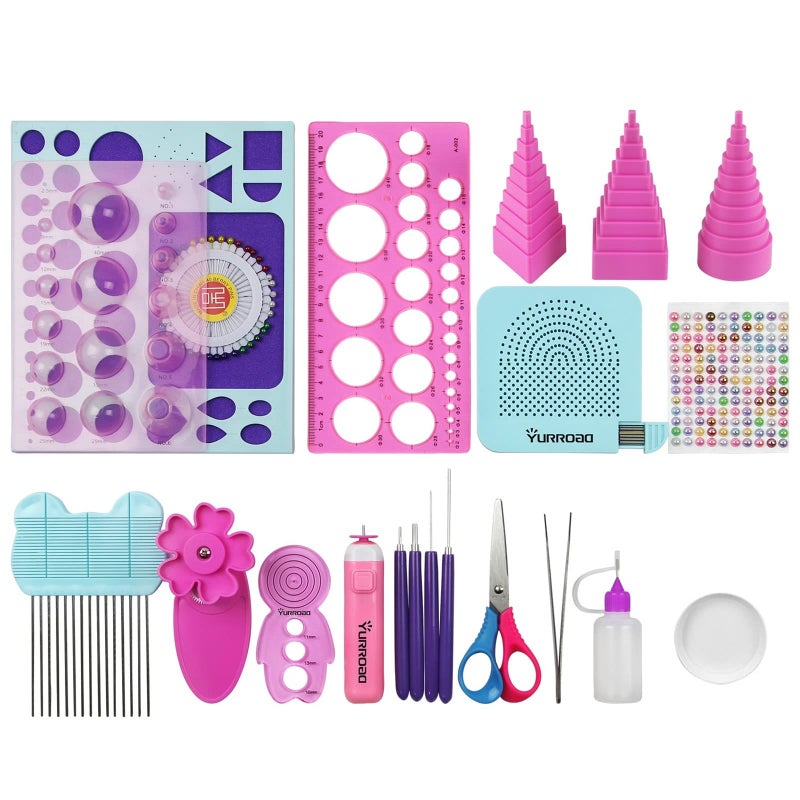YURROAD 19pcs Beginners Quilling Tools Kit Electric Slotted Quilling Pen Template Board Curling Coach Crimper Comb Filigrana Tools Set - Image 1